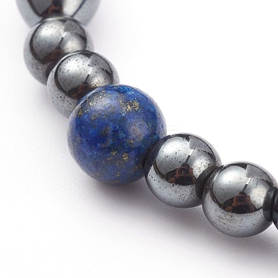 Non-magnetic Synthetic Hematite Beads Stretch Bracelets BJEW-JB05925-1