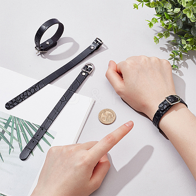 Flat PU Imitation Leather Cord Bracelets for Women Men BJEW-WH0020-70B-1