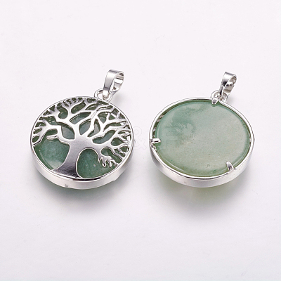 Natural Green Aventurine Pendants X-G-E388-01P-1