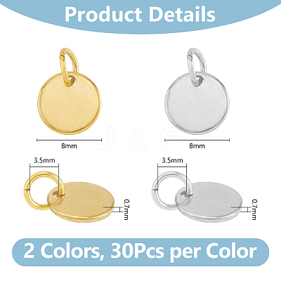60Pcs 2 Colors Ion Plating(IP) 304 Stainless Steel Charms FIND-DC0006-04B-1