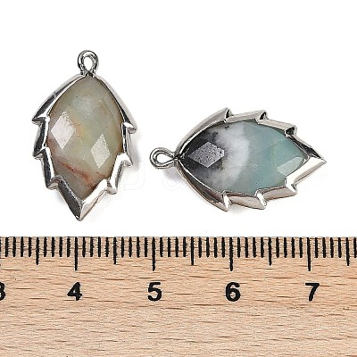 Natural Flower Amazonite Faceted Leaf Pendants G-I375-04P-21-1