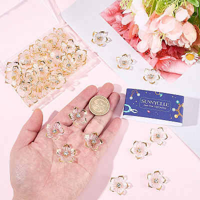 50Pcs Transparent Resin Sakura Flower Bead Caps RESI-SC0006-97-1