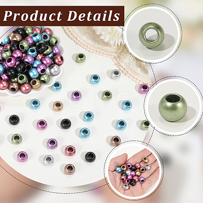 300Pcs Matte Rondelle Spray Painted Acrylic European Beads OACR-PA0001-74-1