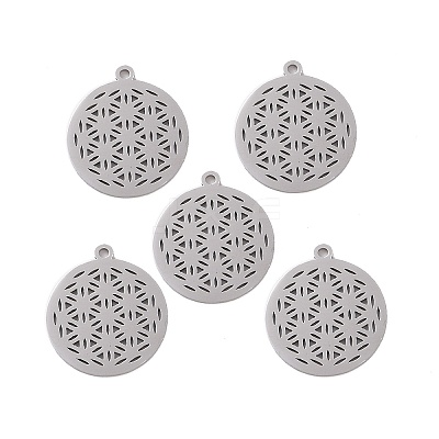 Non-Tarnish 201 Stainless Steel Sacred Geometric Pendants STAS-S105-JN899-1-1