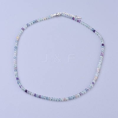 Natural Fluorite Beaded Necklaces NJEW-K114-B-A16-1