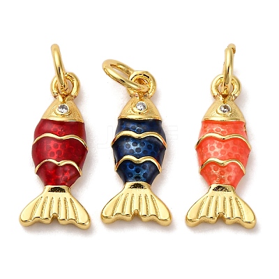Brass Micro Pave Cubic Zirconia Enamel Pendants KK-I276-23G-1