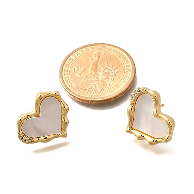 Rack Plating Brass Micro Pave Clear Cubic Zirconia Stud Earrings EJEW-Q010-01G-1