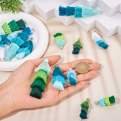 16Pcs 8 Styles Polycotton(Polyester Cotton) Tassel Pendant Decorations FIND-TA0009-19-1