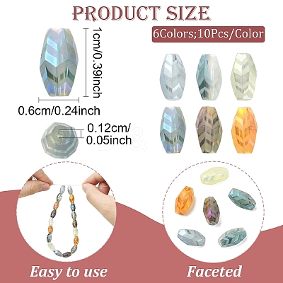 60Pcs 6 Colors Transparent Electroplate Glass Beads EGLA-YW0005-38-1