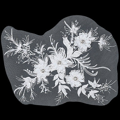Polyester Embroidery Sew on 3D Flower Appliques DIY-WH0304-717-1