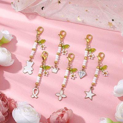 Alloy Enamel Pendant Decorations HJEW-MZ00087-1