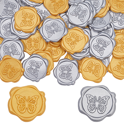 50Pcs 2 Colors Butterfly Adhesive Wax Seal Stickers DIY-CP0010-25-1