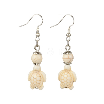 Starfish & Tortoise Synthetic Turquoise Beaded Stretch Bracelets & Dangle Earrings Kits SJEW-JS01311-01-1