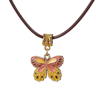 Alloy Enamel Butterfly Pendant Necklaces NJEW-JN04580-01-1