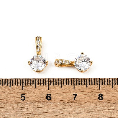 Brass Micro Pave Clear Cubic Zirconia Charms KK-B137-21G-02-1
