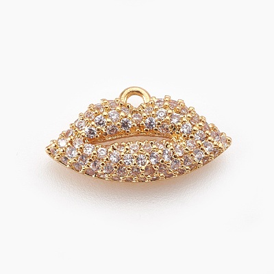 Brass Micro Pave Cubic Zirconia Pendants ZIRC-F089-06G-1