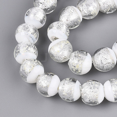 Luminous Handmade Lampwork Silver Foil Beads Strand FOIL-N029-03A-1