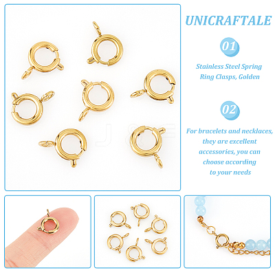 8Pcs Ion Plating(IP) 304 Stainless Steel Spring Ring Clasps STAS-UN0052-56-1