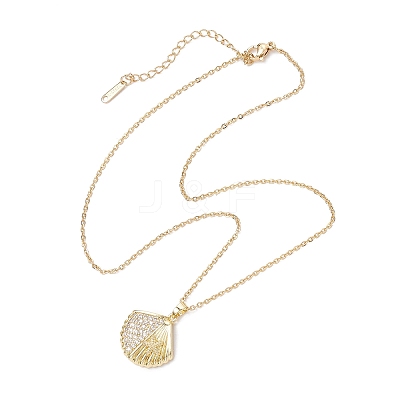 4Pcs 4 Styles Ocean Theme Brass Micro Pave Clear Cubic Zirconia Fish Turtle Shell Shape Pendant 304 Stainless Steel Cable Chain Necklaces for Women NJEW-JN05408-1