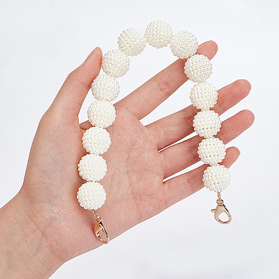 Plastic Imitation Pearl Berry Beaded Chain Bag Handles FIND-WH0111-205-1