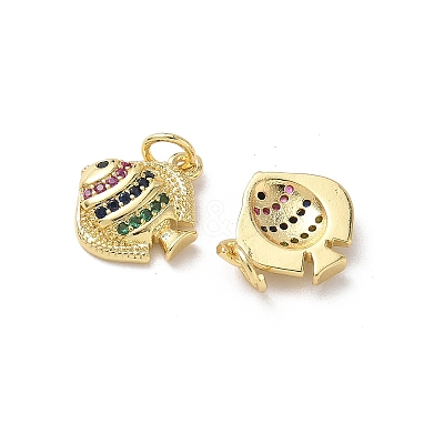 Brass Micro Pave Cubic Zirconia Charms KK-D502-26E-G-1