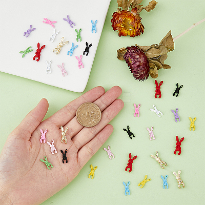 40pcs 10 Colors Spray Painted Alloy Charms MRMJ-HY0002-36-1