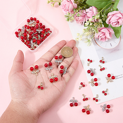 54Pcs 3 Styles Alloy Rhinestone Pendants FIND-DR0002-33-1