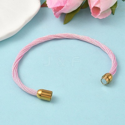 304 Stainless Steel with Polyester Metallic Cord Bracelets for Women BJEW-Z145-01G-31-1