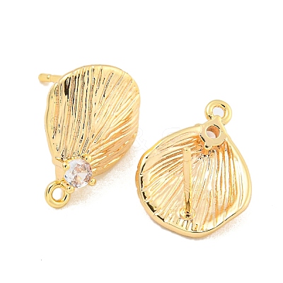 Brass Micro Pave Cubic Zirconia Stud Earring Findings LS-KK-U015-03G-1