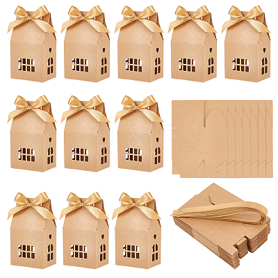 Hollow House Shaped Cardboard Paper Candy Boxes CON-WH0084-82A-1