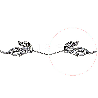Brass Micro Pave Clear Cubic Zirconia Fishtail Head Pins BAPE-PW0002-10A-B-1