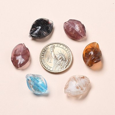 Handmade Gold Sand Lampwork Beads X-LAMP-S029-20x15mm-M-1