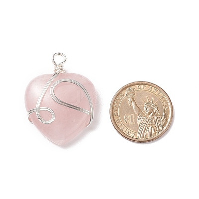 Natural Rose Quartz Pendants PALLOY-JF01663-08-1