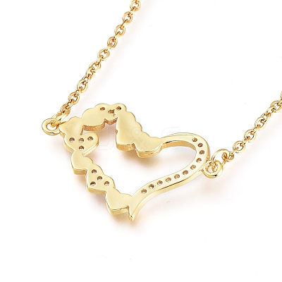 Brass Cubic Zirconia Pendant Necklace & Stud Earring Jeweley Sets SJEW-L154-11G-1