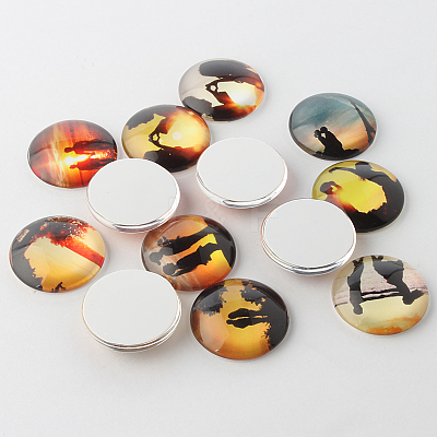Half Round Love Dusk Photo Glass Dome Cabochons GGLA-A002-20mm-HH-1