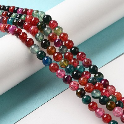 Dyed Natural Agate Beads Strands G-R262-6mm-1-1