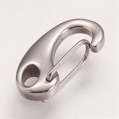 Tarnish Resistant 304 Stainless Steel Push Gate Snap Keychain Clasp Findings STAS-F083-07P-1