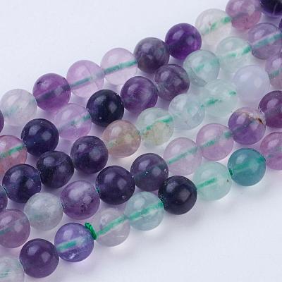 Natural Fluorite Beads Strands G-P318-05-6mm-1