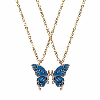 2Pcs Matching Butterfly Pendant Necklaces Set JN1033B-1-1