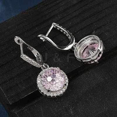 925 Sterling Silver Micro Pave Cubic Zirconia Hoop Earrings EJEW-B147-01B-06-1