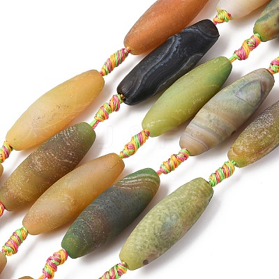 Frosted Natural Agate Beads Strands G-P605-M01-01-1