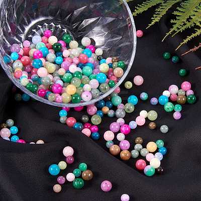 150Pcs 15 Style Dyed Natural White Jade Round Beads G-SZ0001-08-1