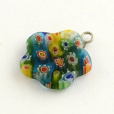 Handmade Millefiori Glass Pendants with Platinum Plated Iron Findings LK-R005-10-1