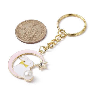 Moon with Rabbit Alloy Enamel Pendant Keychain KEYC-JKC00623-04-1