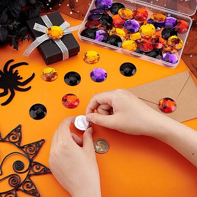 48Pcs 4 Styles Halloween Self-Adhesive Acrylic Rhinestone Stickers STIC-FG0001-06-1