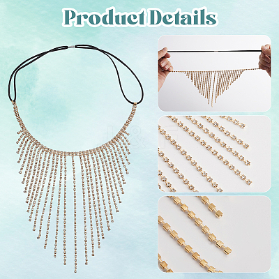 Alloy Rhinestone & Polyester Head Chain AJEW-WH20072-21G-1