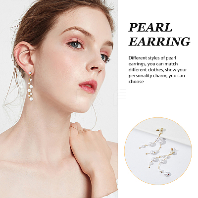 12 Pairs 12 Style Plastic Imitation Pearl Dangle Stud Earrings with Sterling Silver Pins EJEW-AN0003-20-1
