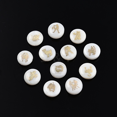 12Pcs 12 Patterns Natural Freshwater Shell Beads SHEL-N003-32-1
