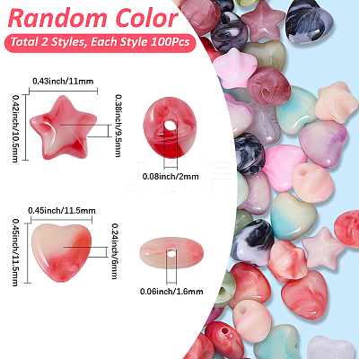 200Pcs 2 Styles Opaque Acrylic Beads OACR-SP0002-11-1