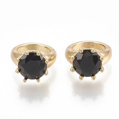 Brass Cubic Zirconia Charms ZIRC-Q019-011G-01-1